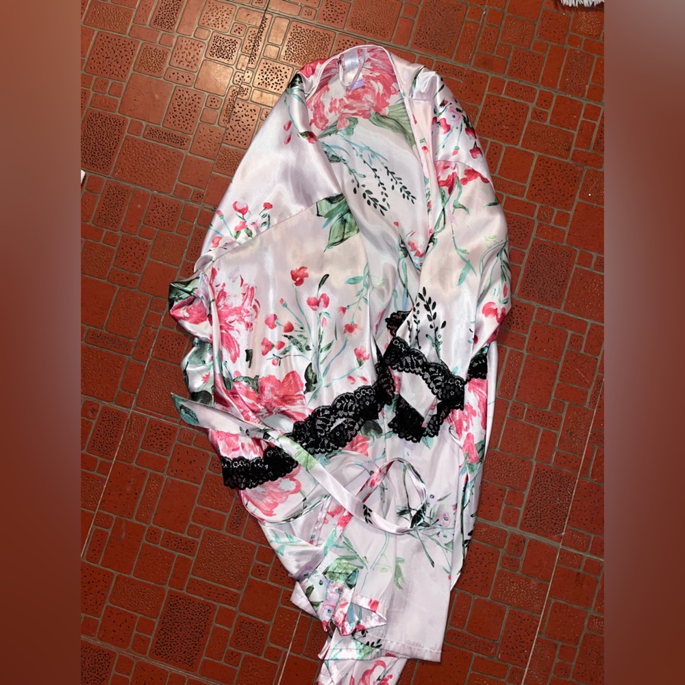 Pink silk robe